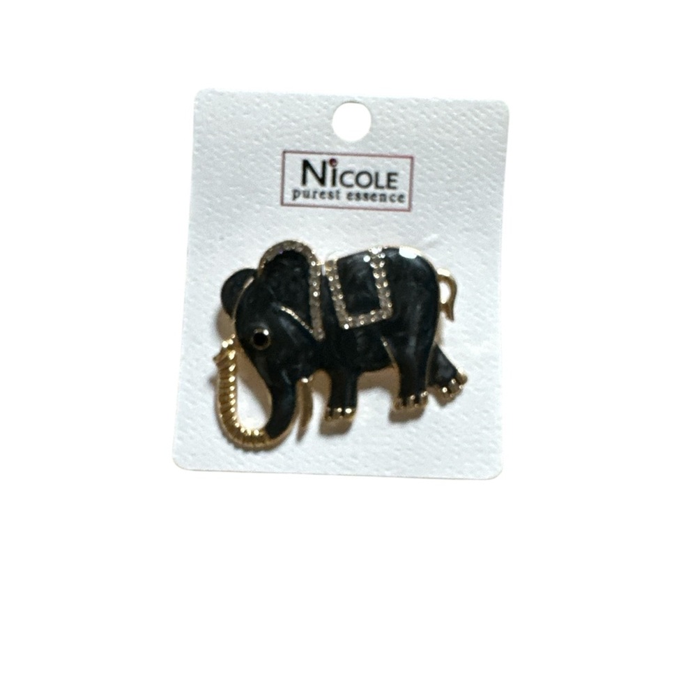 NWT! Nicole Black Elephant Brooch
